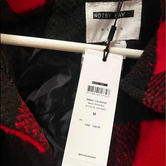 NWT | Womens Noisy May Flannel Jacket | Black & Red - Picture 4 of 16